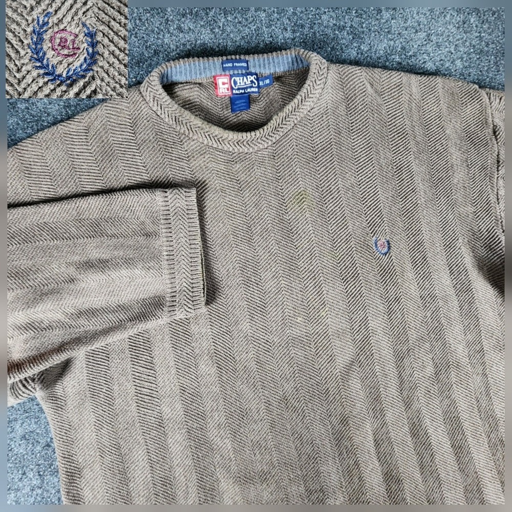 VTG Ralph Lauren Chaps Hand Framed Herringbone Oversized Baggy Sweater Mens XL